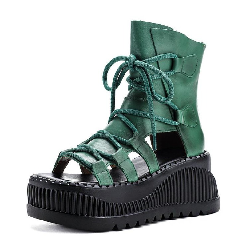 Ethnic Modern Fashion - 8cm étnico vaca couro genuíno tornozelo