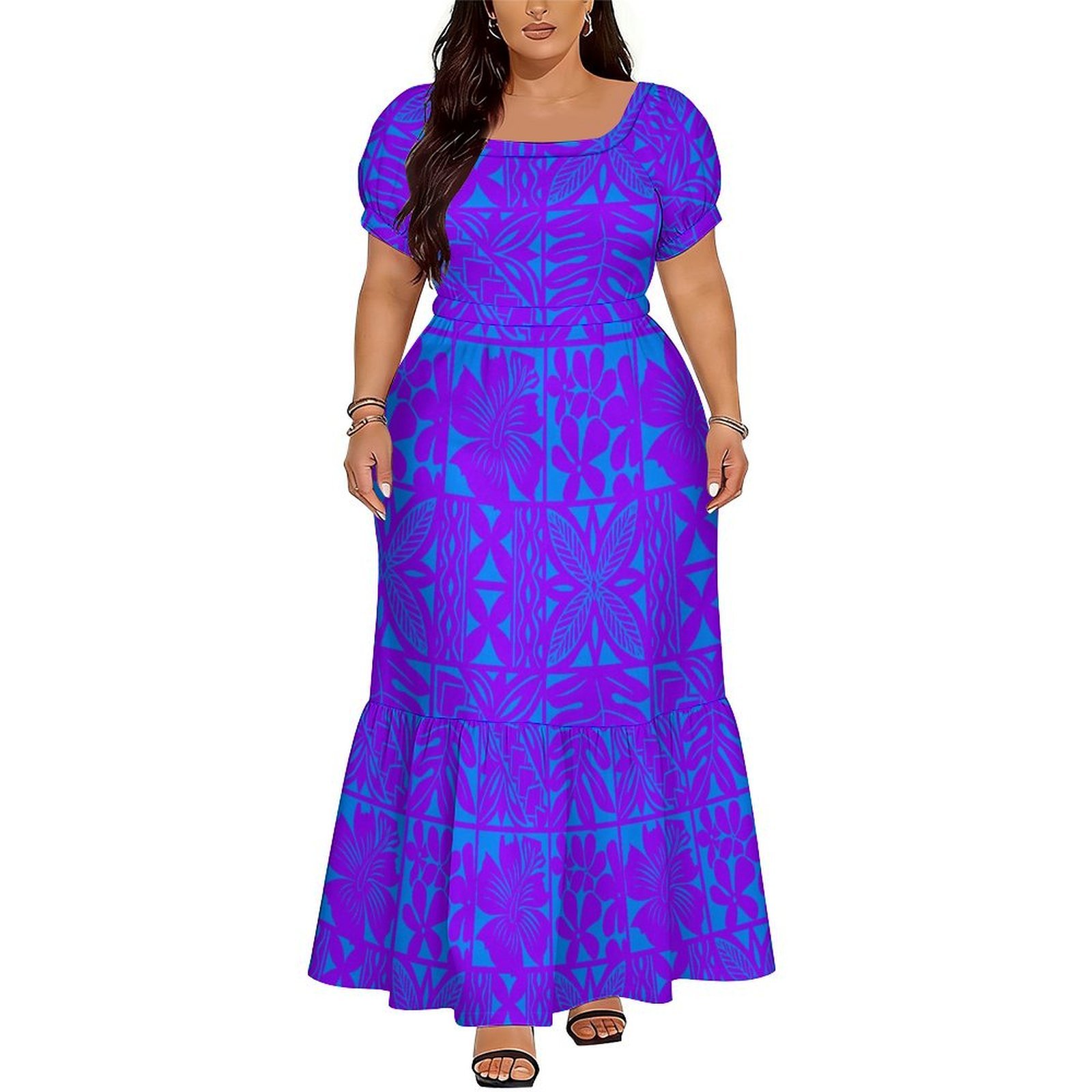 Ethnic Wear - Vestido Longo Elegante com Decote em