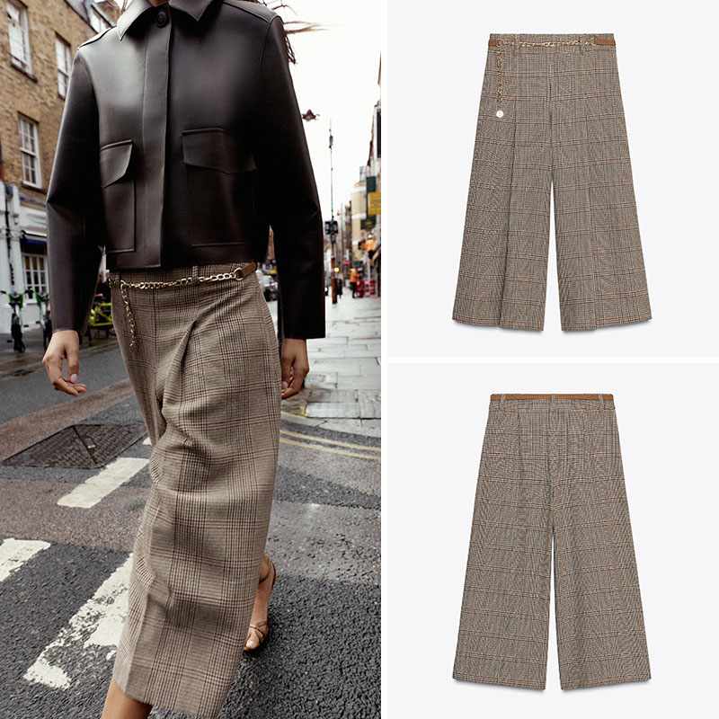 Ethnic Clothing & Online Fashion Store Khaadi Us - Cintura alta solta xadrez longo casual