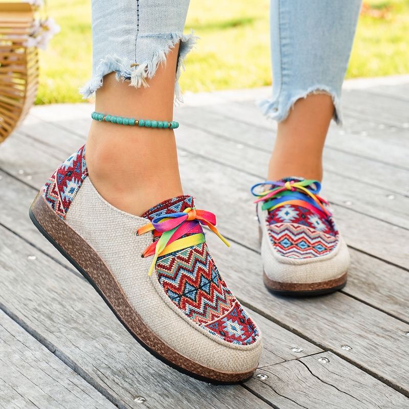 Ethnic Fashion Walk - Sapatos femininos étnicos boêmios, mocassins com