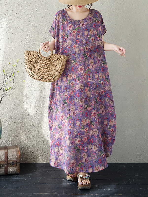 Ethnic Fashion Walk - Vestido Maxi de Algodão e Linho