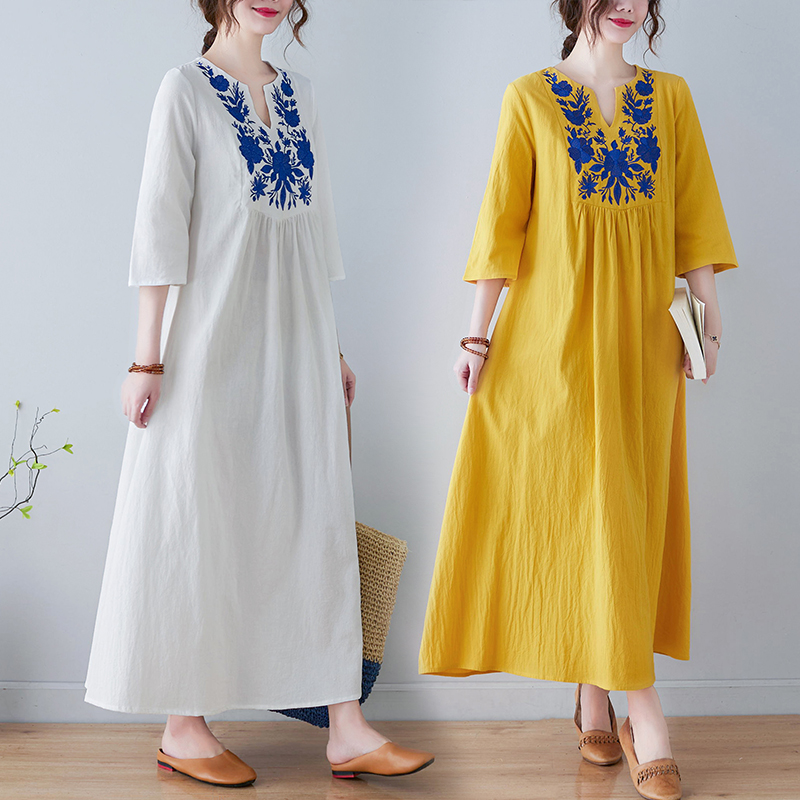 New Ethnic Fashion - Novo Vestido Midi de Algodão e