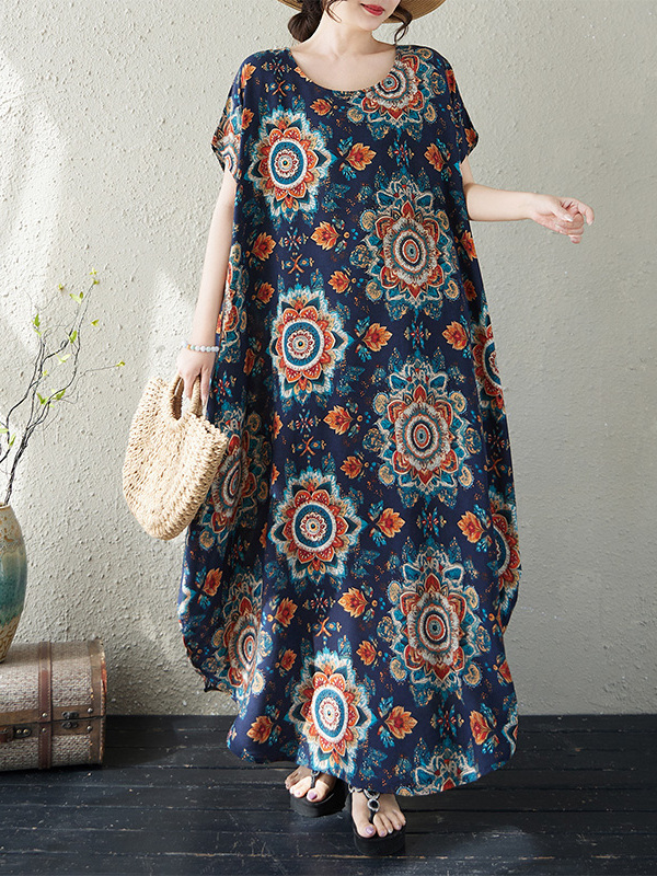 Vestido Maxi de Algodão e Linh - Ethnic Fashion Walk avaliação e preço