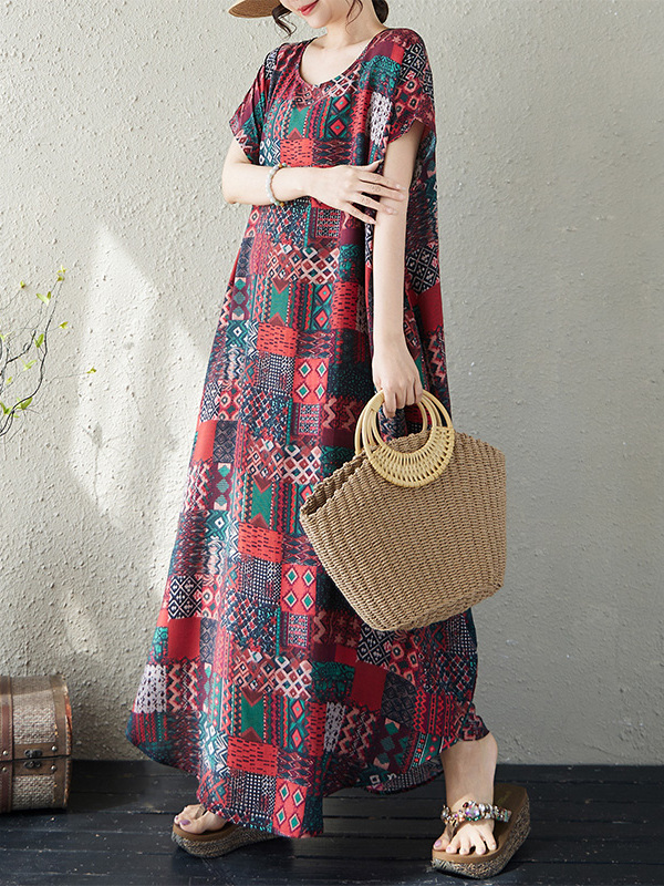 Vestido Maxi de Algodão e Linh - Ethnic Fashion Walk avaliação e preço